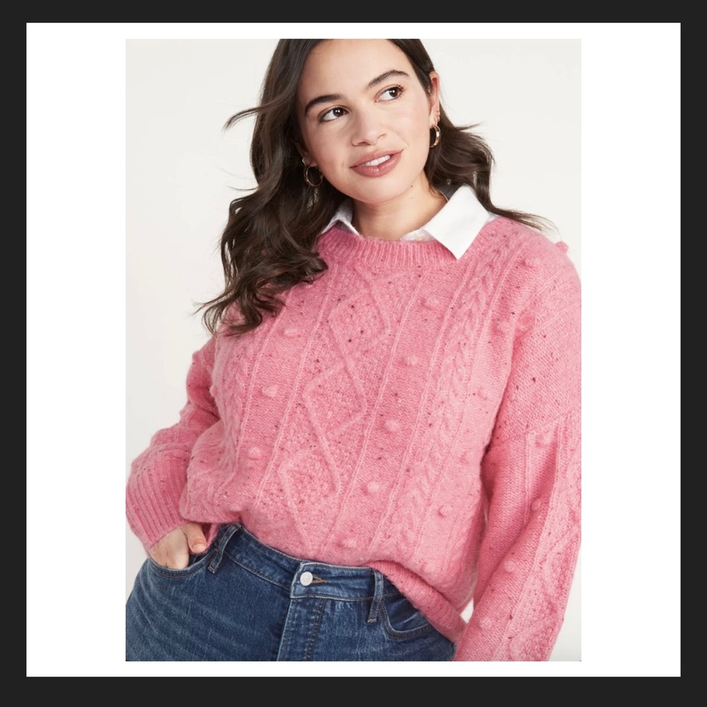 Old Navy Speckled Cable-Knit Popcorn Sweater